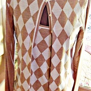 WORTH Blue Tan Soft Wool Sweater Set